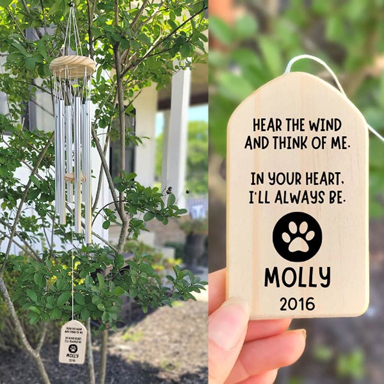 Pet Memorial Wind Chimes Hanging on Tree