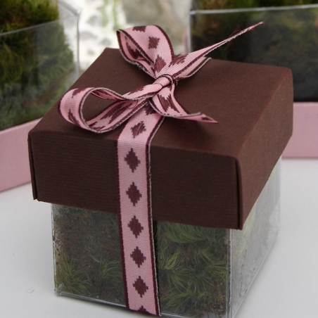 Brown Lid / Pink Diamond Top Single Bow