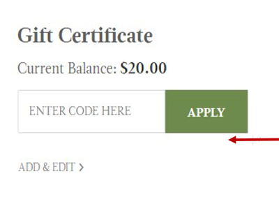 Gift Certificate field