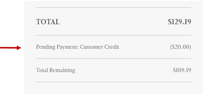Gift card balance showing as credit