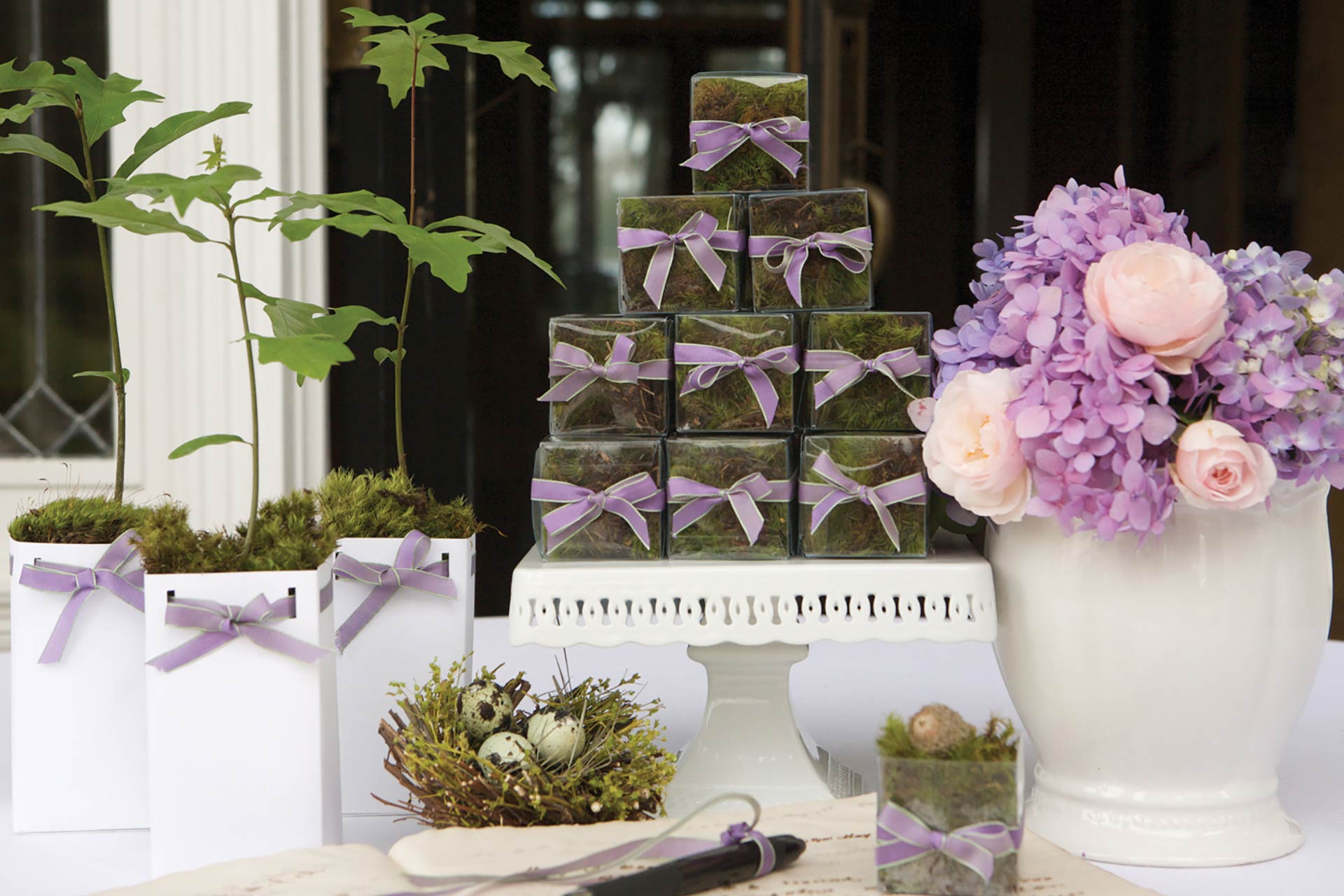 Wedding Favors & Seedlings on Table Display